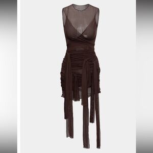 NWT STRAPPY MESH Elegant Brown Women's Dress